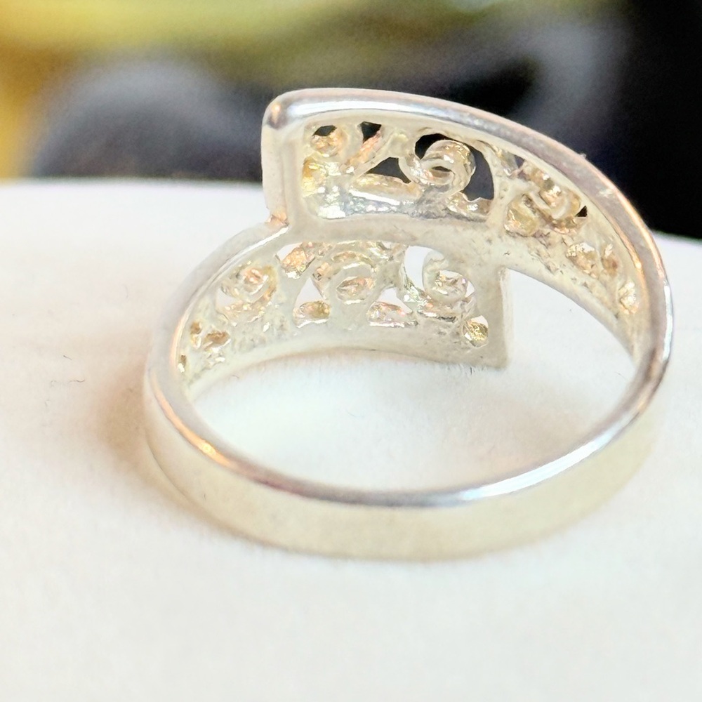 Sterling Silver Scroll Wrap Ring Size 6.5 Open Band 925 Filigree Design - Picture 10 of 10